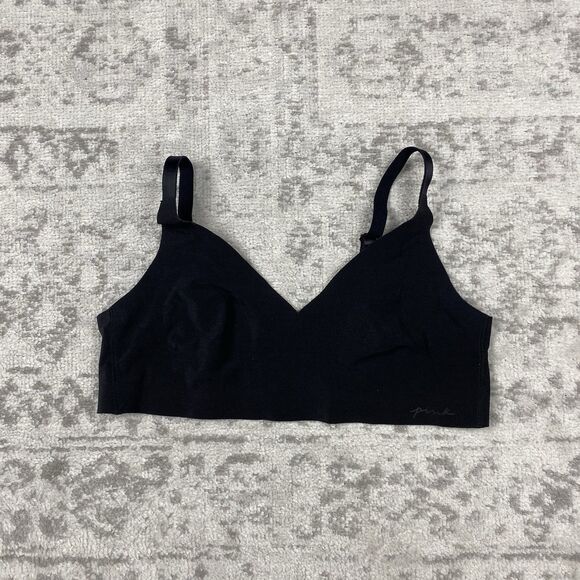 Victoria's Secret PINK Bralette Black Seamless Unpadded Adjustable Size Medium - Picture 1 of 5